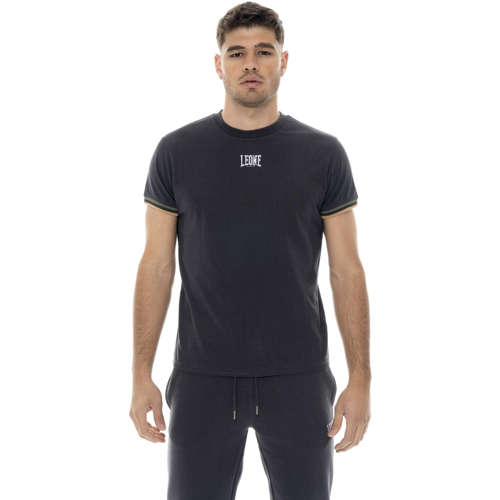 T-shirt uomo a manica corta, costina fonda manica, Leone 1947 Color Block