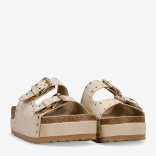 Sandalias de plataforma arena con dos correas