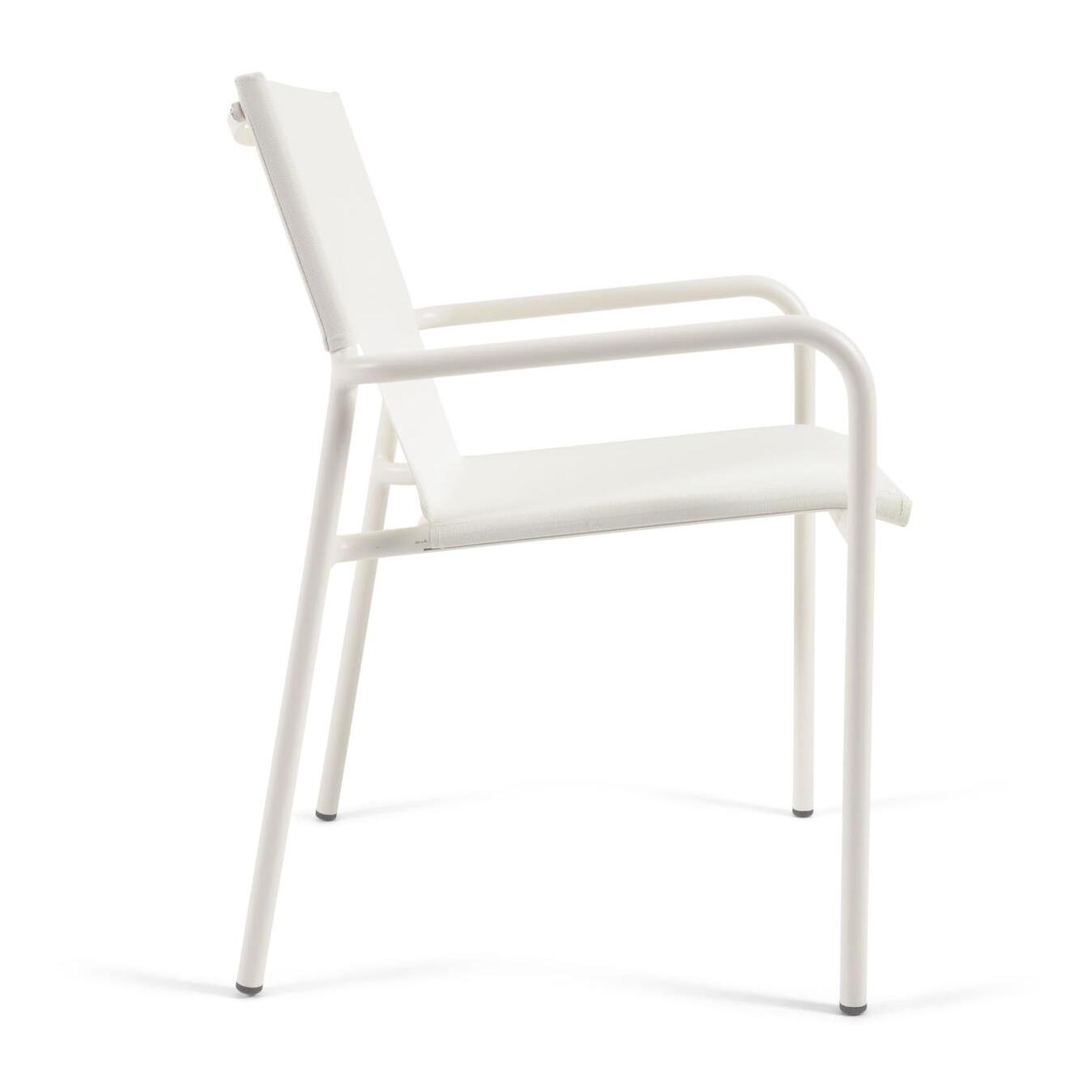 Silla de exterior apilable Zaltana de aluminio con acabado pintado blanco mate