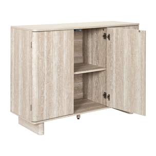 Buffet - HOME DECO FACTORY - Pietra - 3 Portes - Effet Pierre - Blanc et Beige