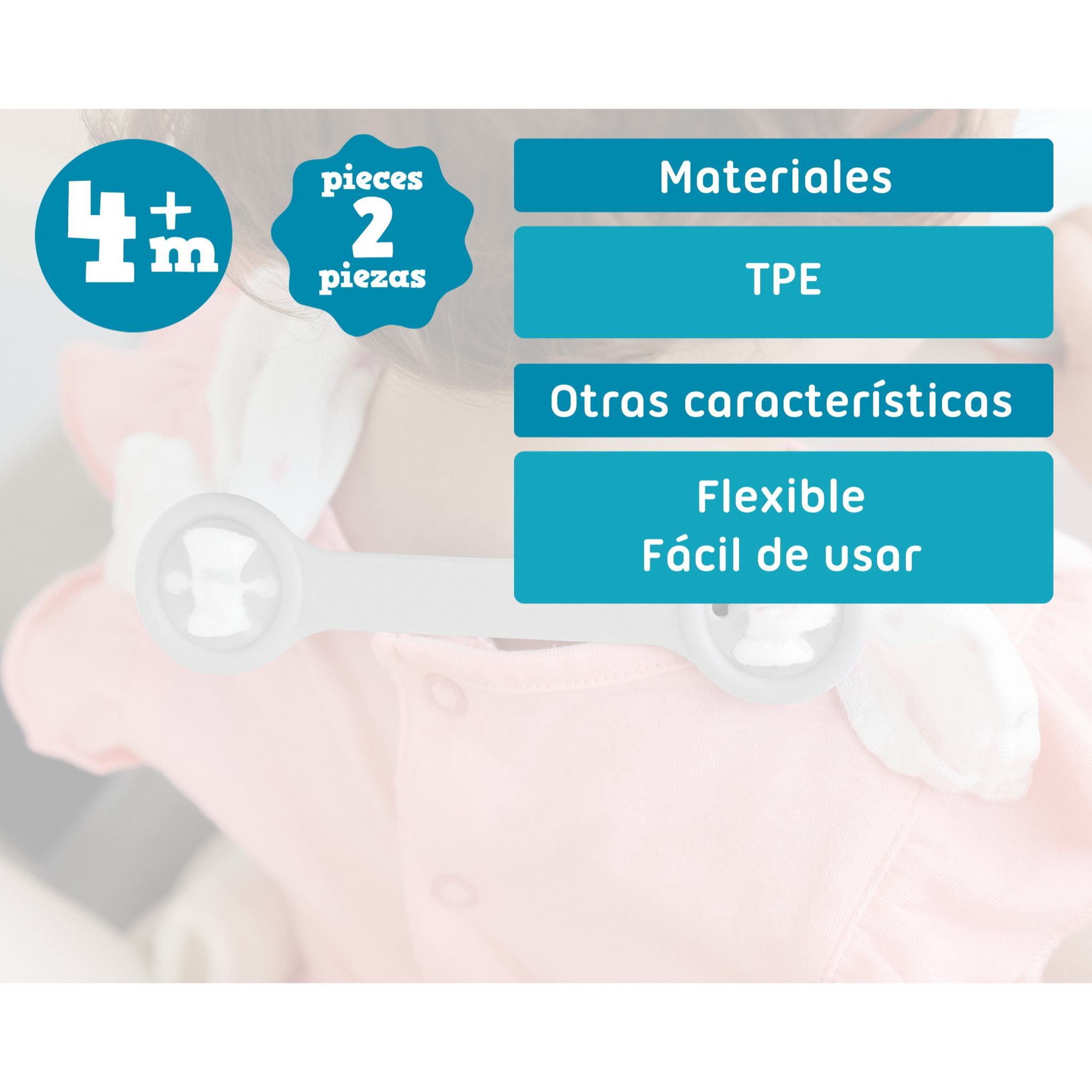 SUJETA BABEROS GRIS 2 UNIDADES