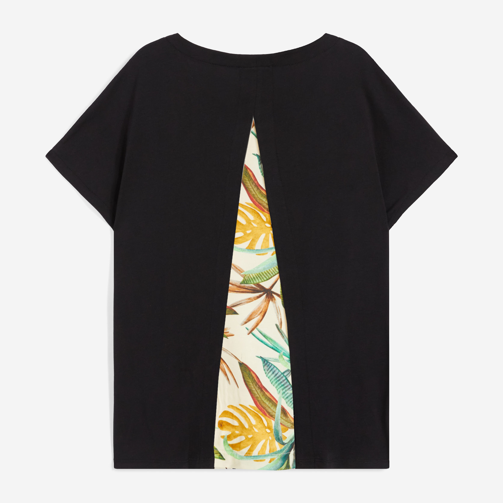 T-shirt donna con inserto posteriore stampa tropical