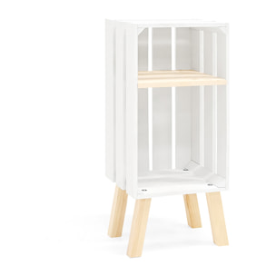 Mesita de noche de madera maciza en tono blanco de 66x26cm Alto: 66 Largo: 25.5 Ancho: 29.5