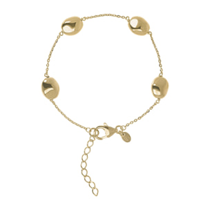 Bracciale in Argento 925 placcato Oro Giallo 18Kt con Catena Rolo e Pepite Lucide