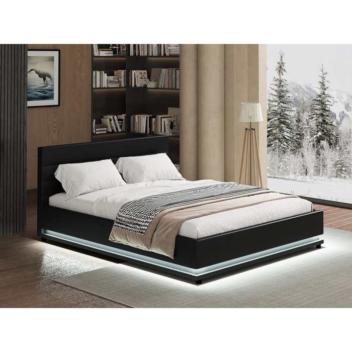 Lit LED avec coffre "Anastasia" - 180 x 200 cm - Noir