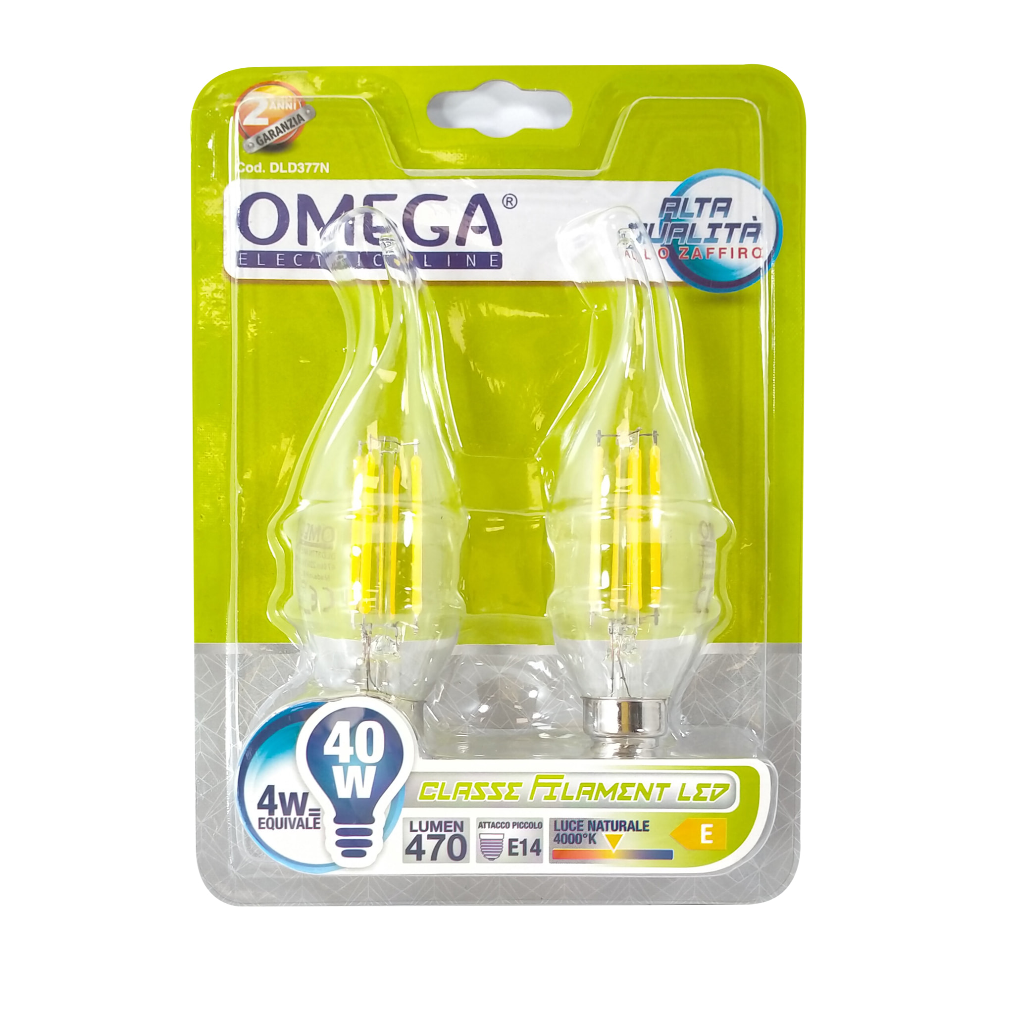 OMEGA Set 6 pezzi filament led soffio di vento c35t 4w 470lm 
4000k e14