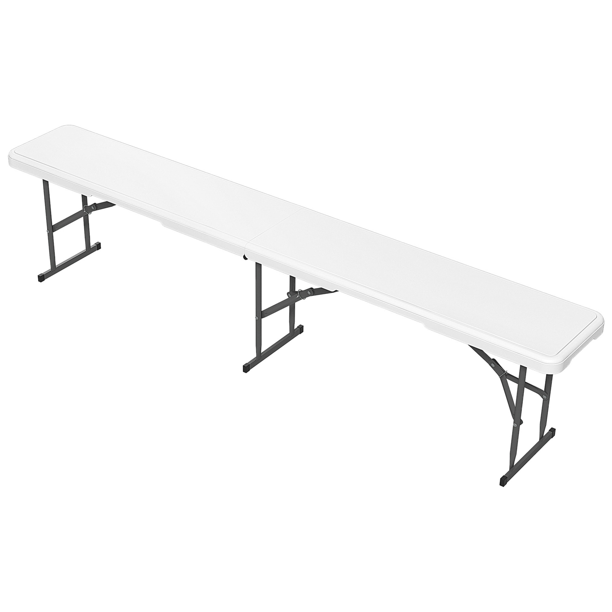 Banco de Jardín Plegable Banco Exterior de 3 Plazas con Marco de Acero Carga 360 kg para Patio Terraza Balcón Camping 183x28x43 cm Blanco