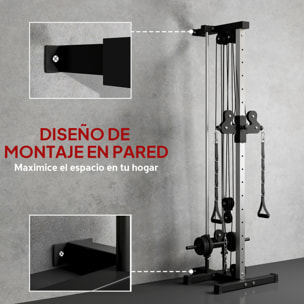 Máquina Polea Alta y Baja de Pared, de Doble Polea Ajustable en 15 Posiciones, Máquina de Musculación, Multifunción Lat Pulldown para Entrenamiento de Fitness en Gimnasio, Casa