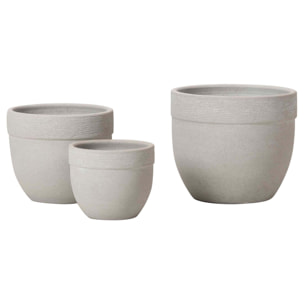 Set 3 Maceteros Cerámica Gris 29x29x25 25x25x22 20x20x18 Cm