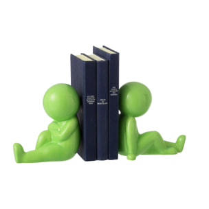 J-Line Serres-livres Marcel - grès - vert - set de 2