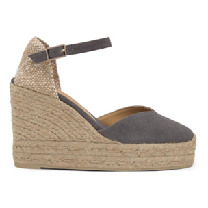 Alpargata de cuña Chiarita en algodón orgánico lavado con doble plataforma