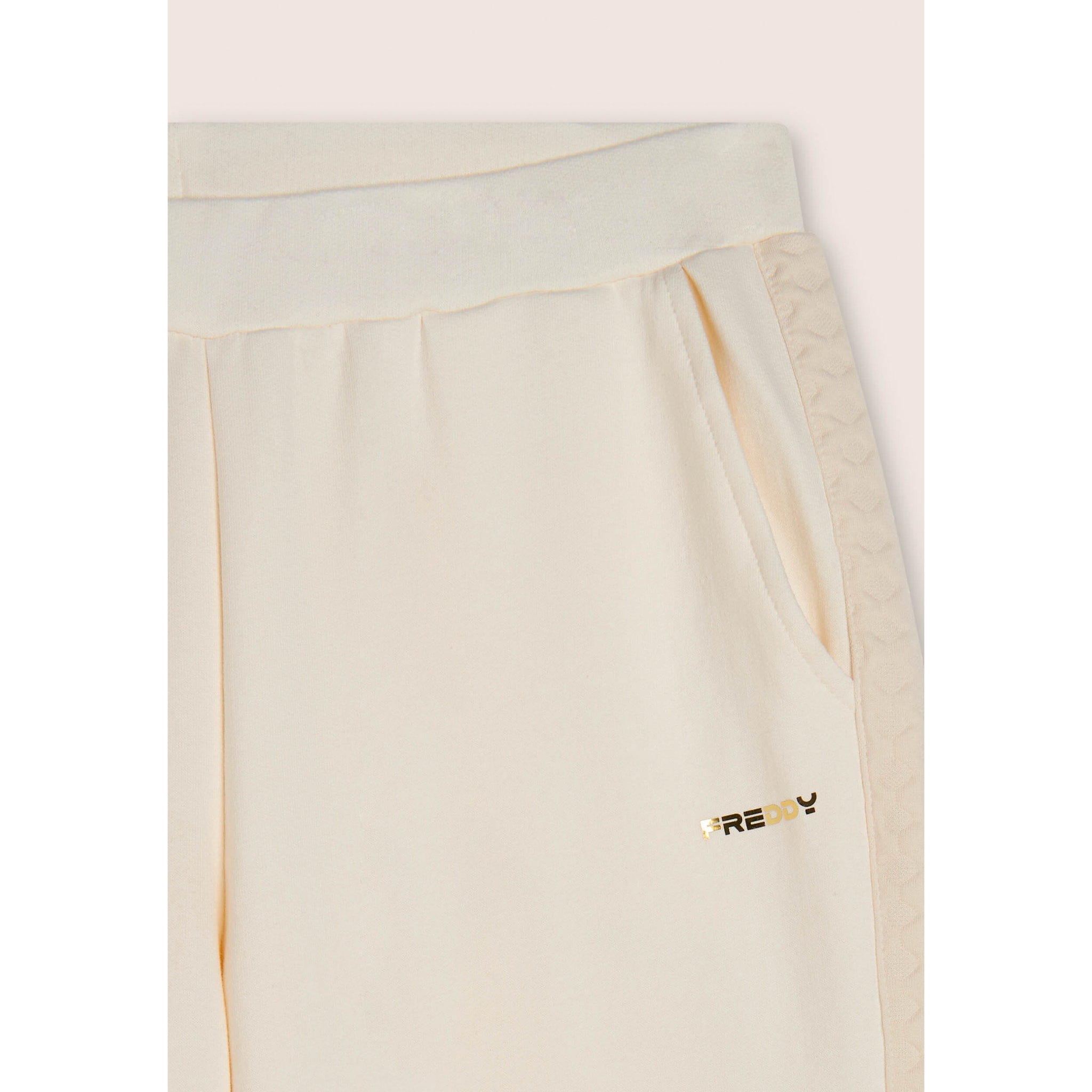 Pantaloni wide leg in felpa garzata e inserti a trecce