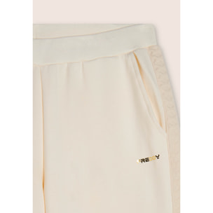 Pantaloni wide leg in felpa garzata e inserti a trecce
