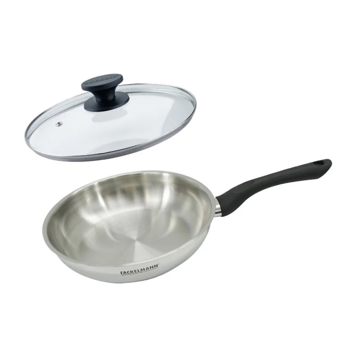Set poêle 24 cm en inox et couvercle verre Fackelmann Geneva