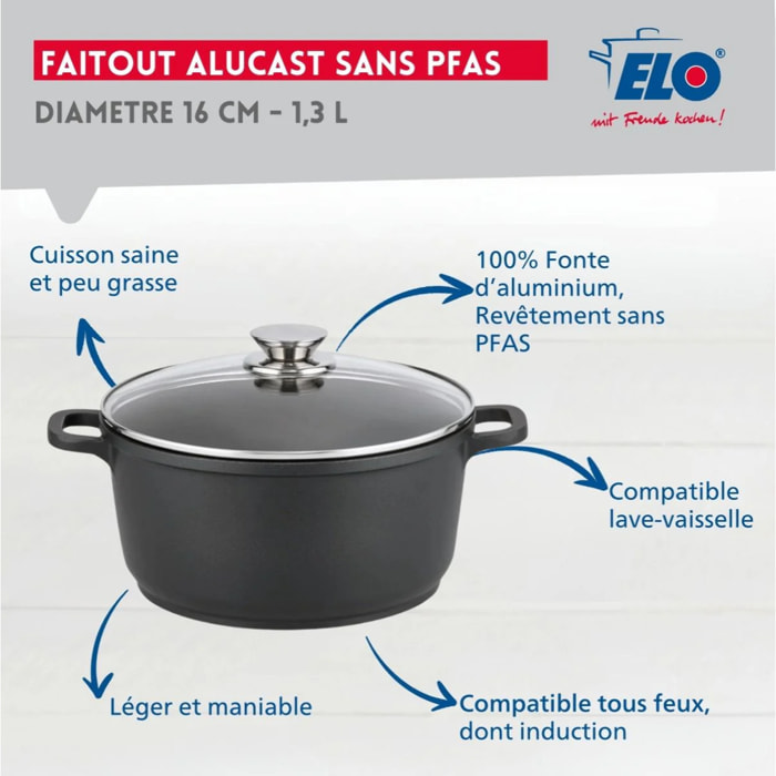 Faitout 16 cm sans PFAS Elo Alucast