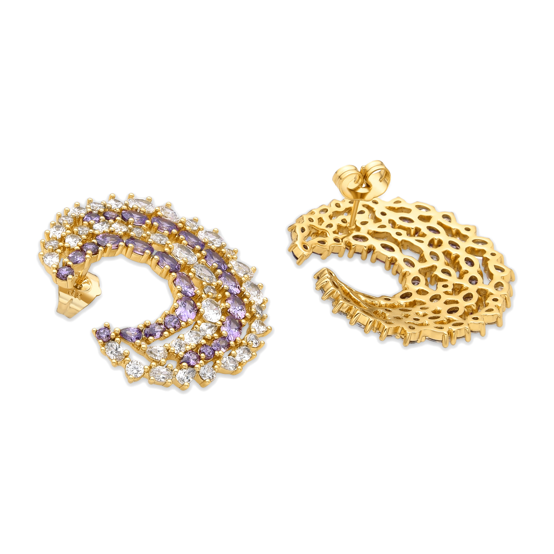 Pendientes con Circonita Multicolor acabado oro 18k