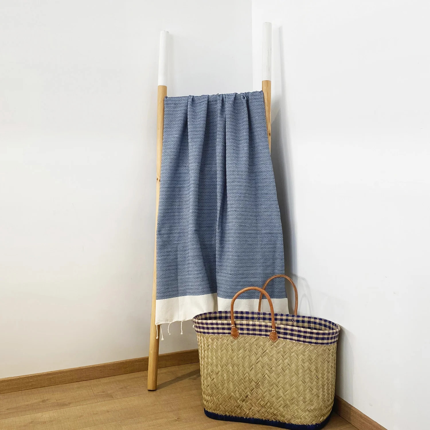 Fouta nid d'abeille traditionnelle Bleu 100x200 190g/m² - Athena Bleu Marine