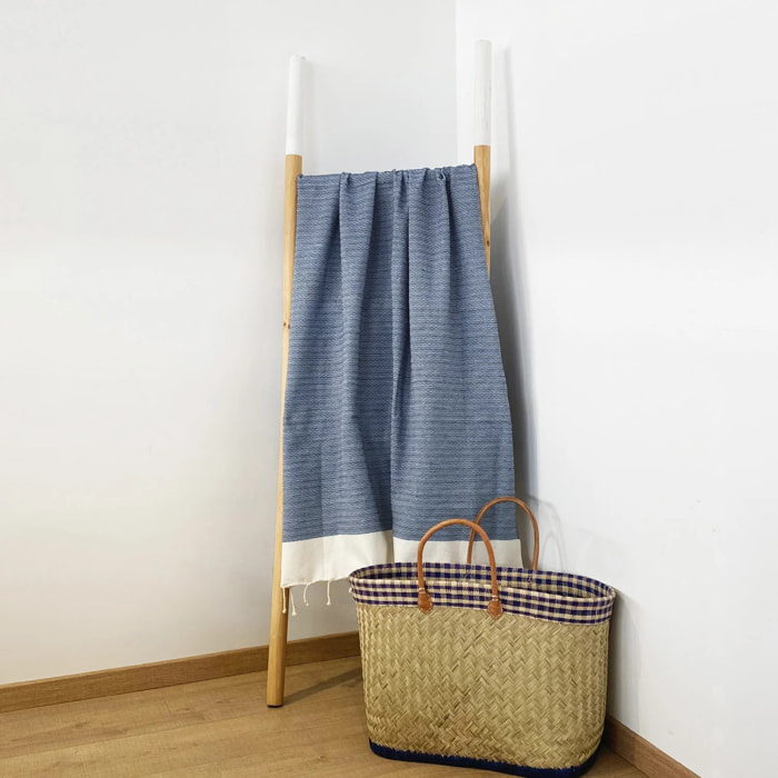 Fouta nid d'abeille traditionnelle Bleu 100x200 190g/m² - Athena Bleu Marine