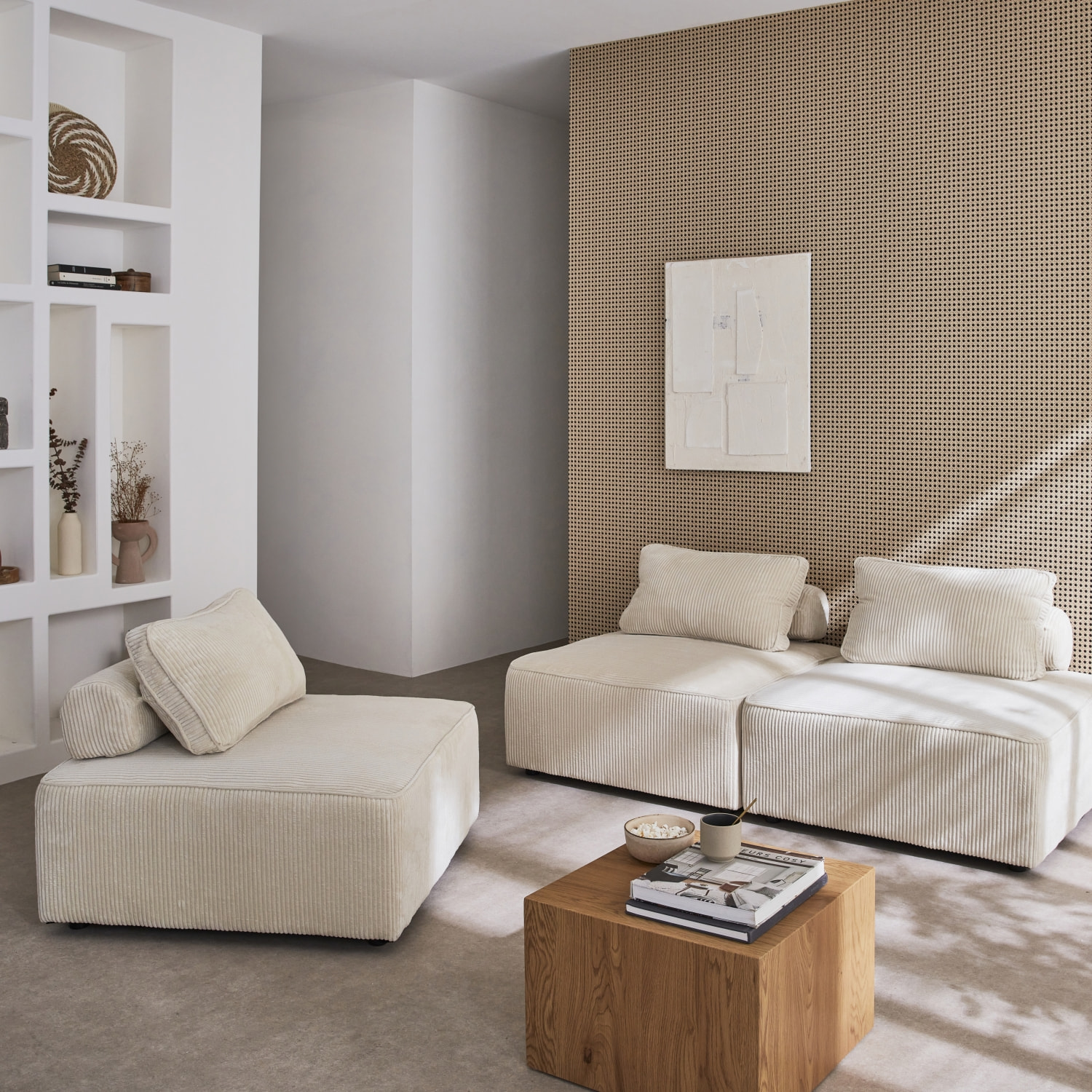 Chauffeuse pour canapé modulable velours côtelé (lot de 3) LAO