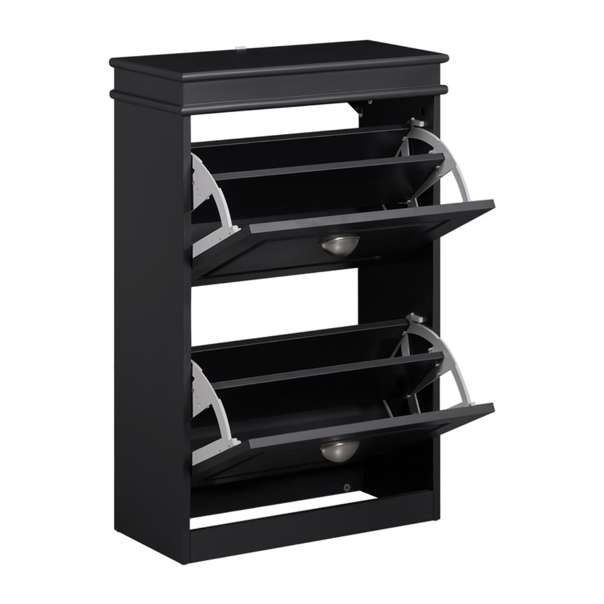 Mobile scarpiera grigia con 2 ribalte 53x24x82 cm compatta per ingresso- Vittoria