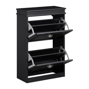 Mobile scarpiera grigia con 2 ribalte 53x24x82 cm compatta per ingresso- Vittoria