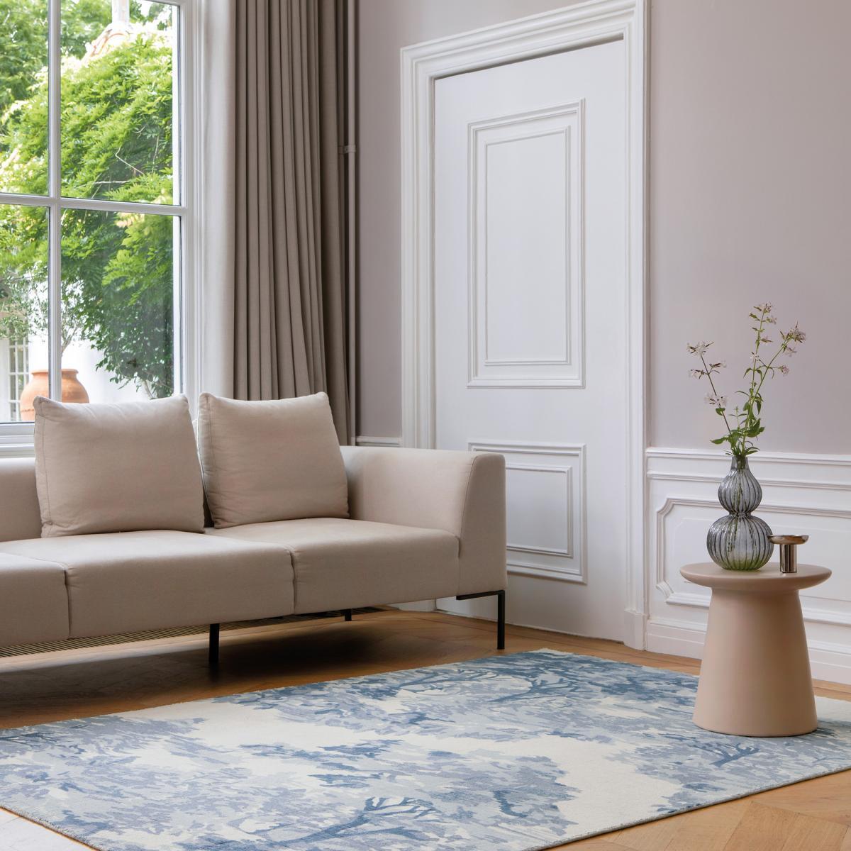 Tapis salon et chambre fait à la main en coton motif floral MADE