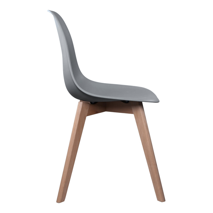 Chaise Scandinave Coque Grise - Lot de 2
