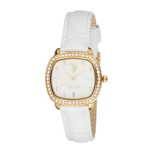 Orologio U.S. Polo Assn. in pelle bianca