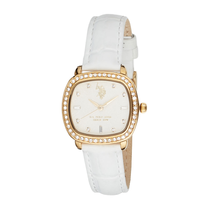 Orologio U.S. Polo Assn. in pelle bianca
