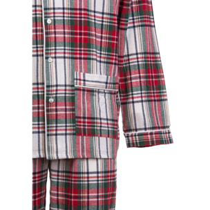 PIGIAMA DONNA flanella invernale quadro bianco e rosso
