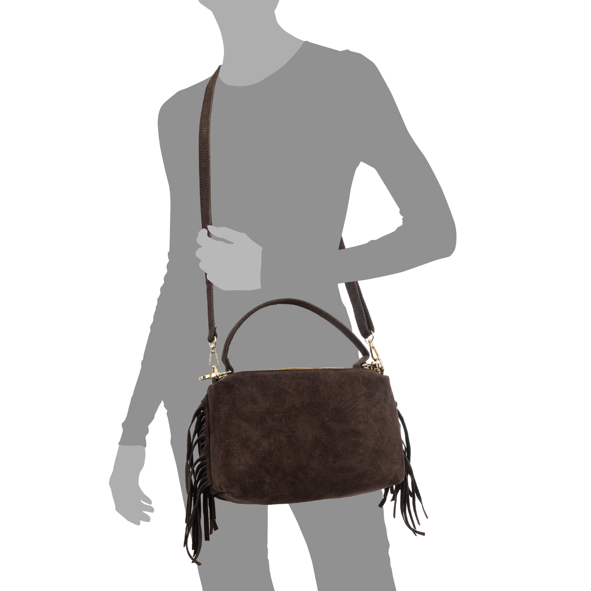 Benedetti Bolso de hombro Mujer. Piel auténtica Gamuza