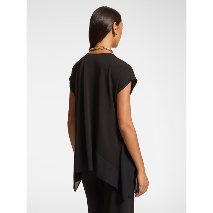 Elena Mirò - T-shirt lunga con punte al fondo - Nero