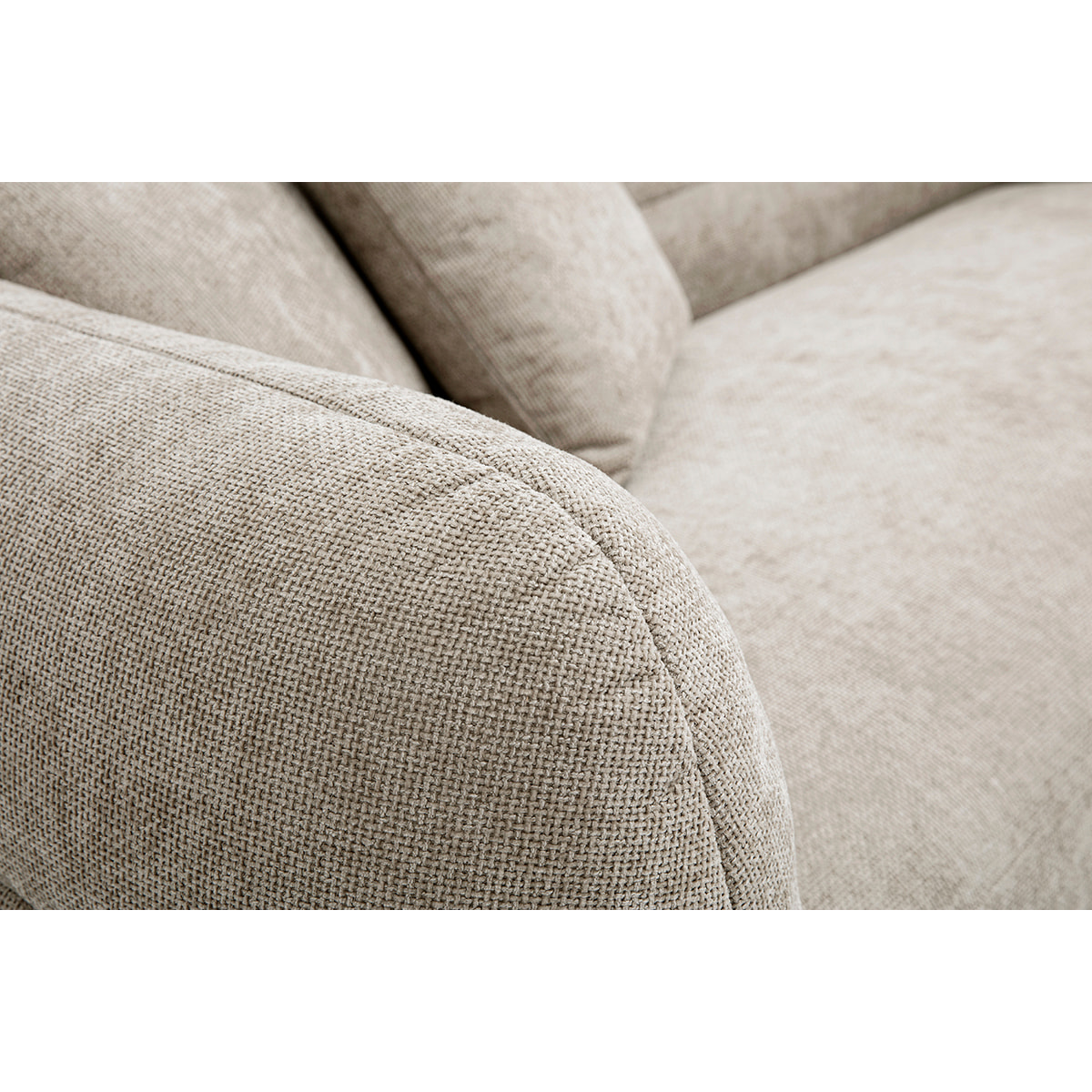 Canapé 3 places et repose pieds en tissu effet velours texturé beige JOYA