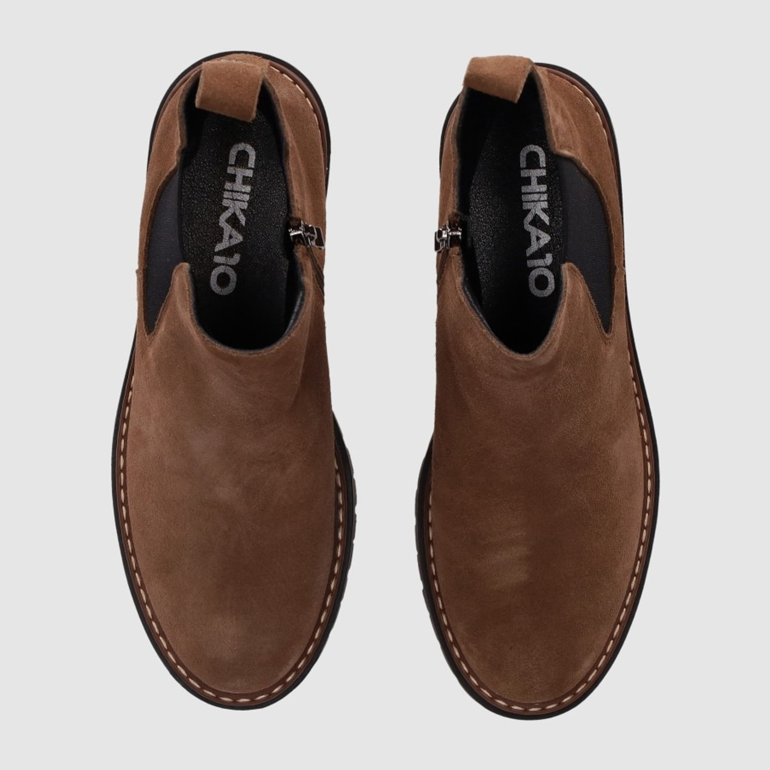 Botines de Serraje - Taupe - Tacón: Bajo