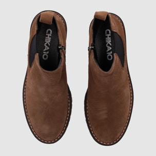 Botines de Serraje - Taupe - Tacón: Bajo