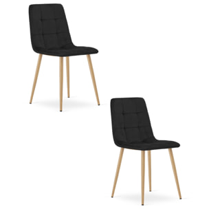 Set di 2 sedie Kara in velluto nero e gambe effetto legno