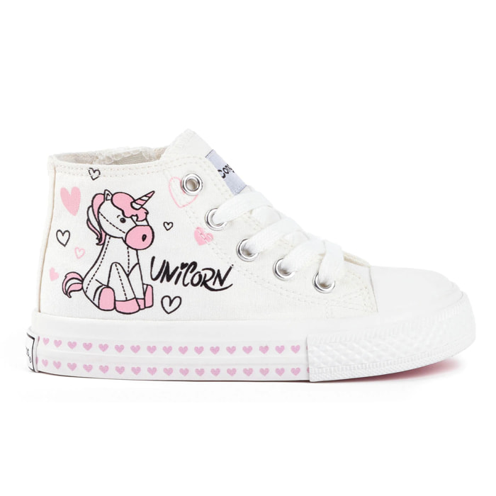 Zapatillas Altas De Niña Estampado Unicornio