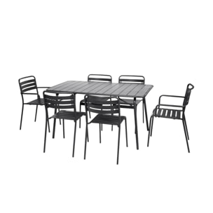 Table de jardin pliante métal + 6 assises AMÉLIA