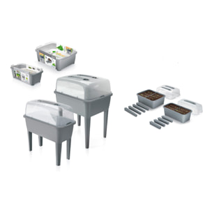 Jardinera alta 83 l, con tapa de policarbonato, para proteger tus plantas, prosperplast respana planter set de plástico en color gris piedra, 96,3 (al