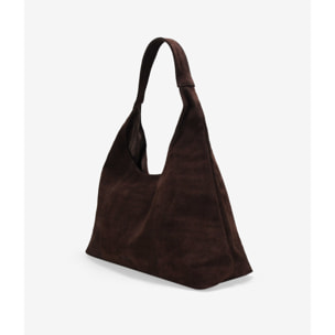 Bolso de hombro marrón serraje piel