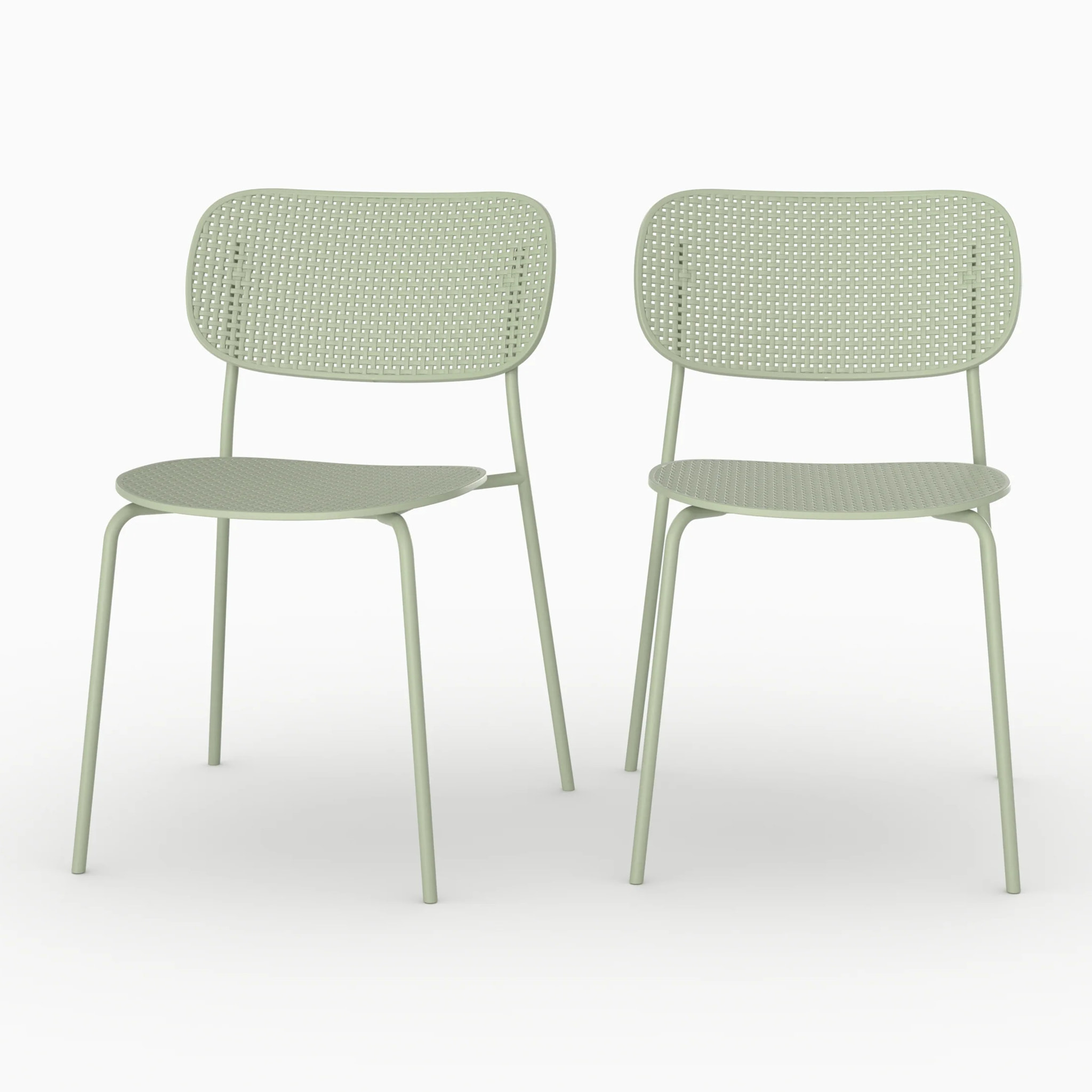 Lot de 2 chaises de jardin empilables Géa en plastique vert pastel - Géa