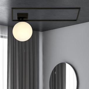 Lampada a parete IMAGO in acciaio nero opaco e vetro opale