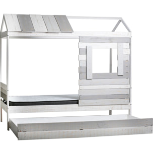 Lit cabane enfant rustique en bois - SUE