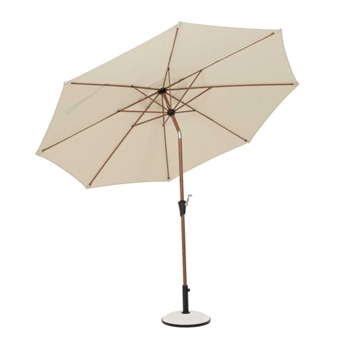 Ombrellone a palo centrale PALINURO in acciaio effetto legno e tessuto beige, 3m