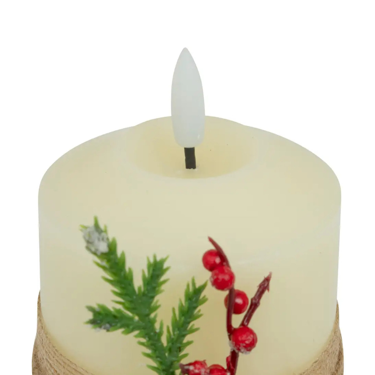 Bougie LED déco branche H.10cm blanc