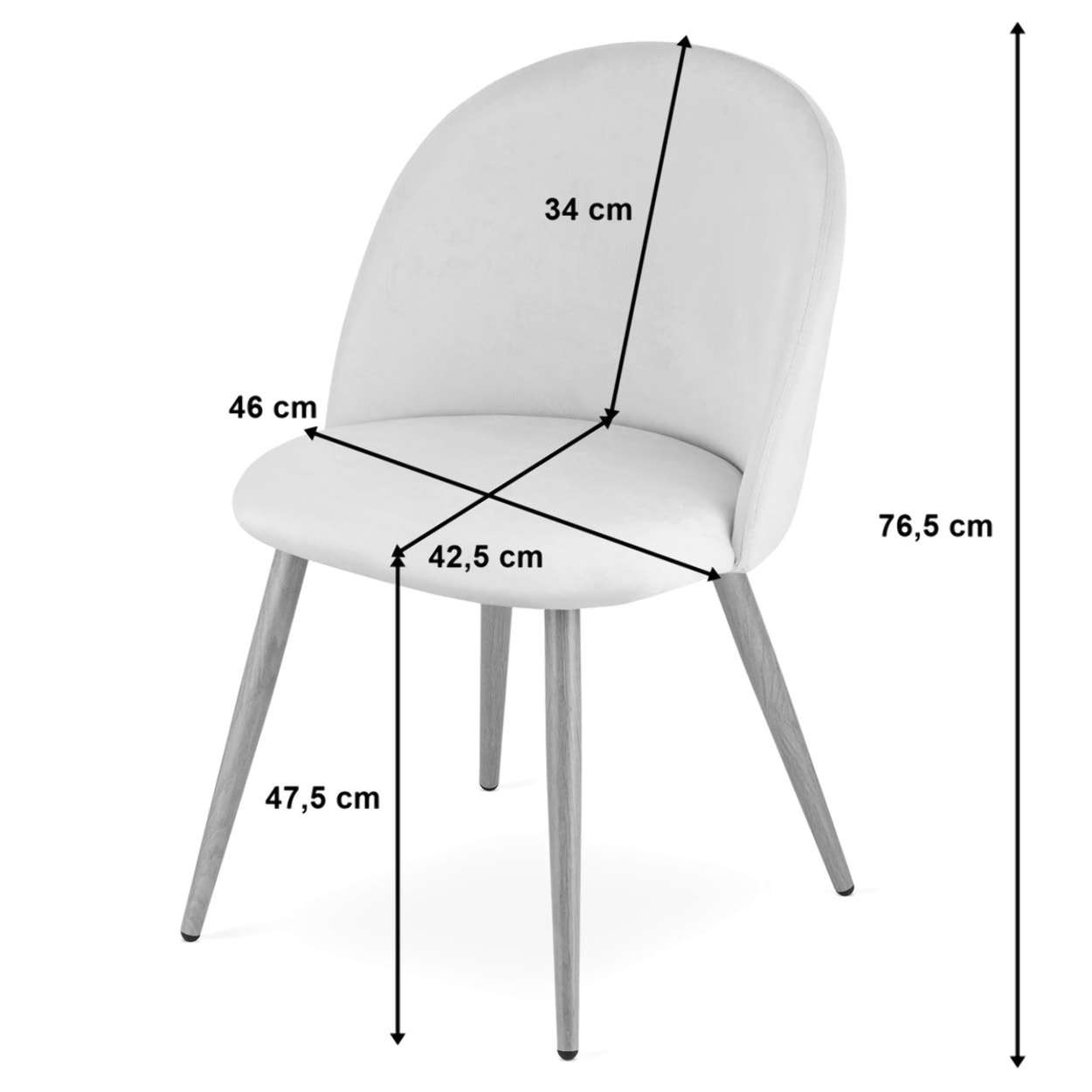 Sedia Bello in velluto beige e gambe in metallo nero