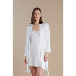 Completo due pezzi donna in raso con camicia da notte e vestaglia manica lunga articolo pleasure Noidinotte