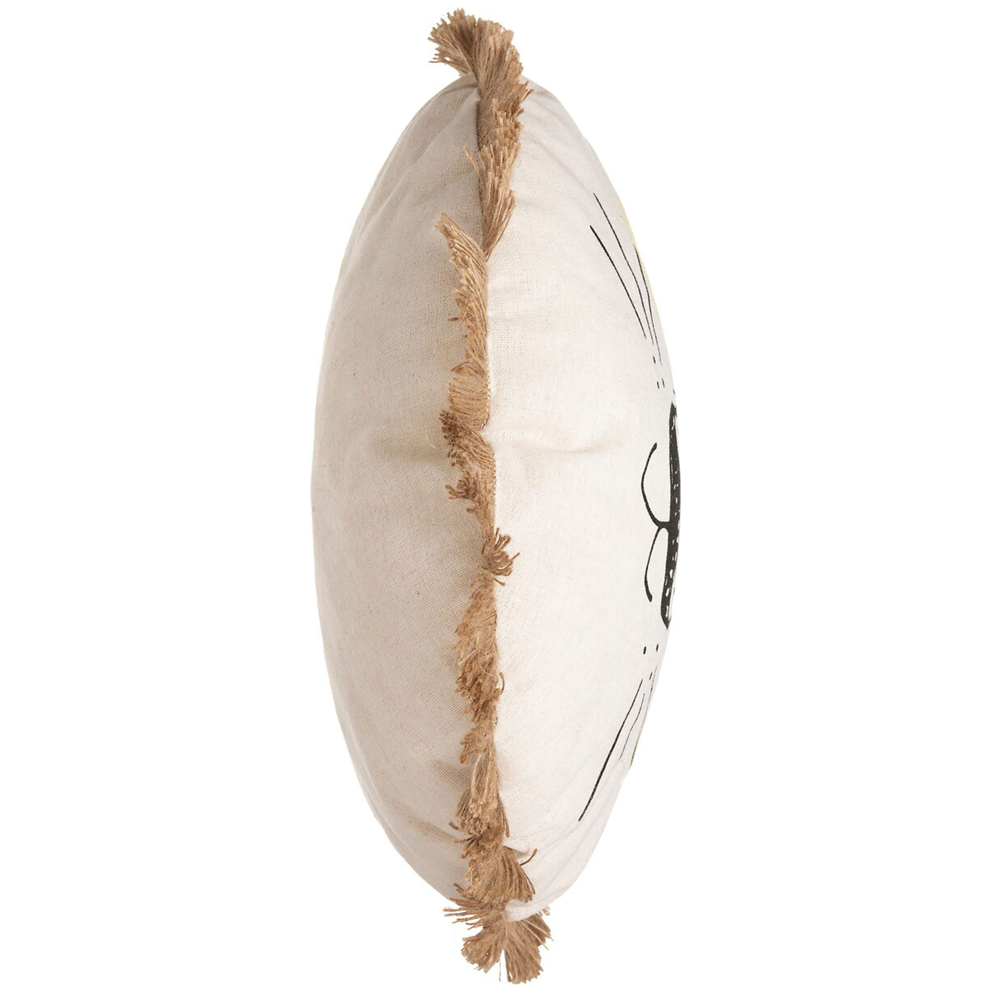 Cojín de flecos con cara de león - 44 x 13cm