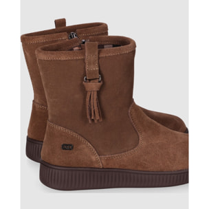 Botines de Serraje - Taupe - Tacón: Bajo