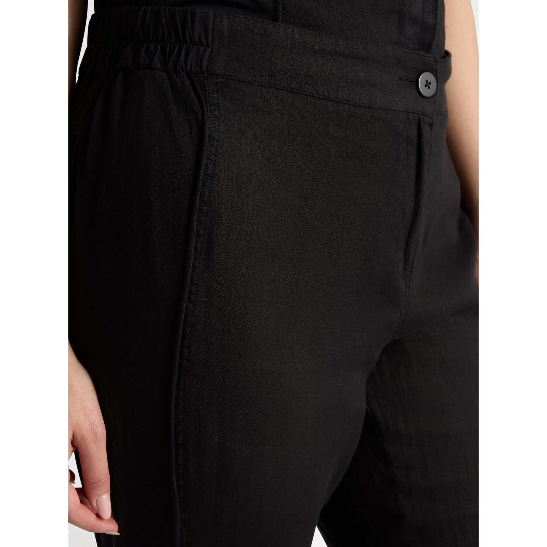 Fiorella Rubino - Pantaloni dritti in lino - Nero